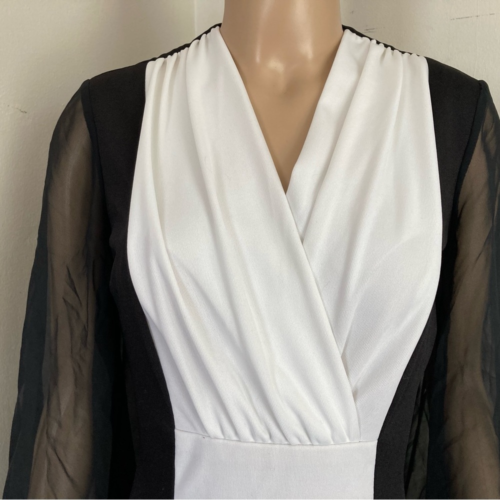 Vintage 70s Black and White Sears Fashions Dress Size XS